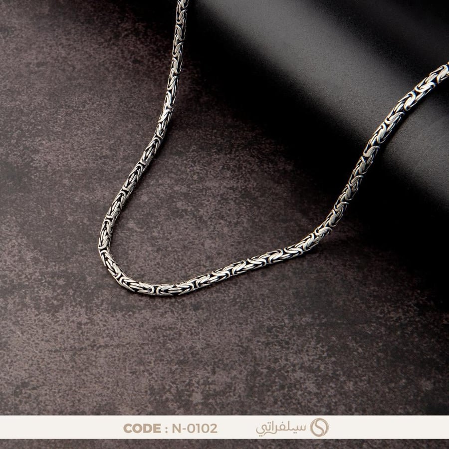 سلسلة بالي بيزنطية فضة عيار 925 مطلية روديوم (N-0102)