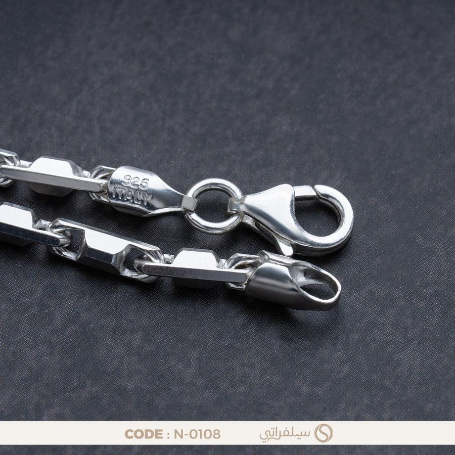 سلسلة فضة رجالي عيار 925 مطلية روديوم (N-0108)