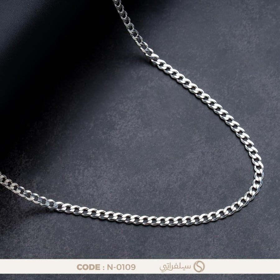 سلسلة كورب فضة رجالي عيار 925 مطلية روديوم (N-0109)