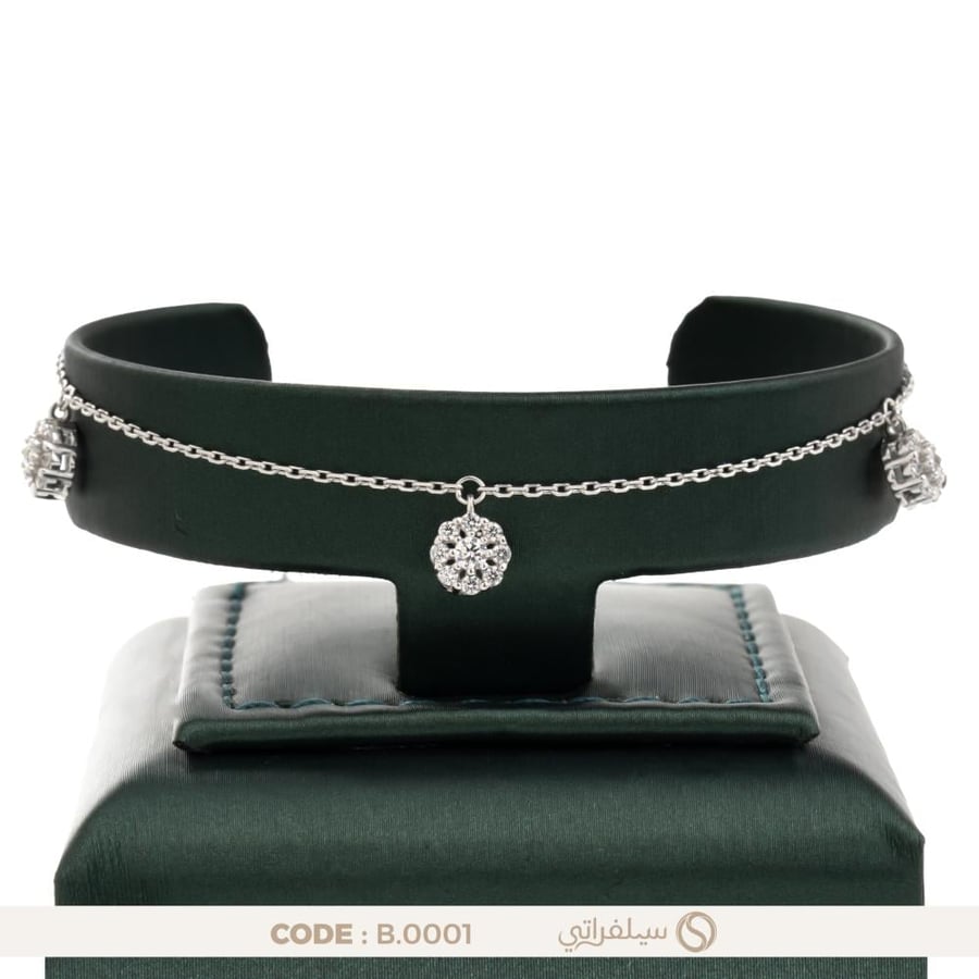سوار سواروفسكي فضة عيار 925 مطلية روديوم (B-0001)