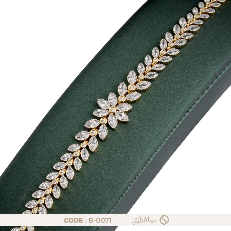 سوار تنس ماركيز فضة عيار 925 مرصع بزركون بلمعان الألماس، مطلي روديوم وماء الذهب (B-0071)