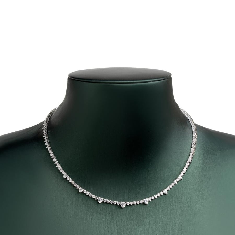 طقم تنس فضة عيار 925 مرصع بالزركون مطلي روديوم (S-0033)