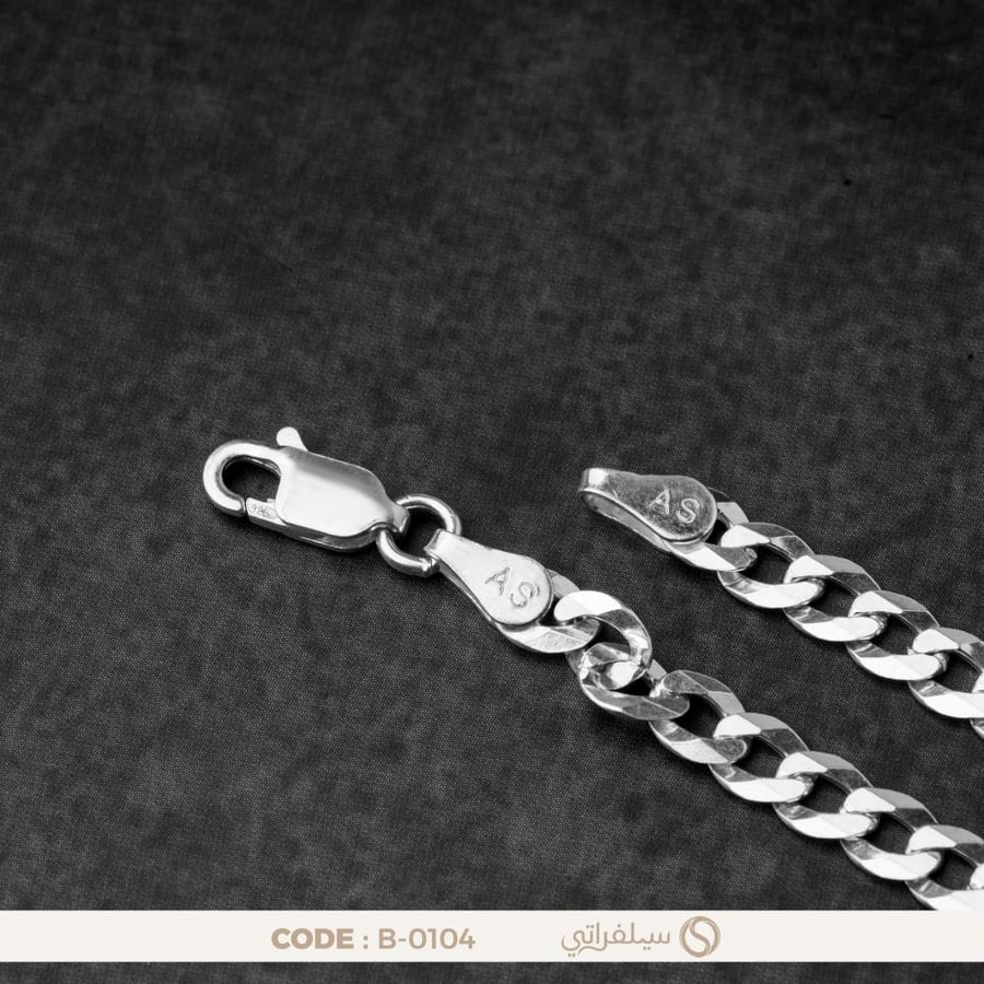 سوار كوبي جنزير رجالي فضة عيار 925 مطلي روديوم (B-0104)