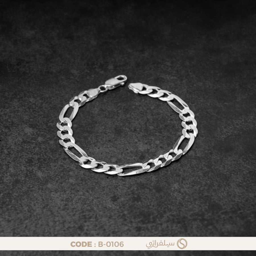 سوار فيجارو رجالي فضة عيار 925 مطلي روديوم (B-0106)