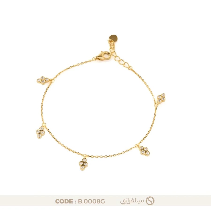 سوار فضة زركون، عيار 925 مطلي بالروديوم وماء الذهب (B-0008G)
