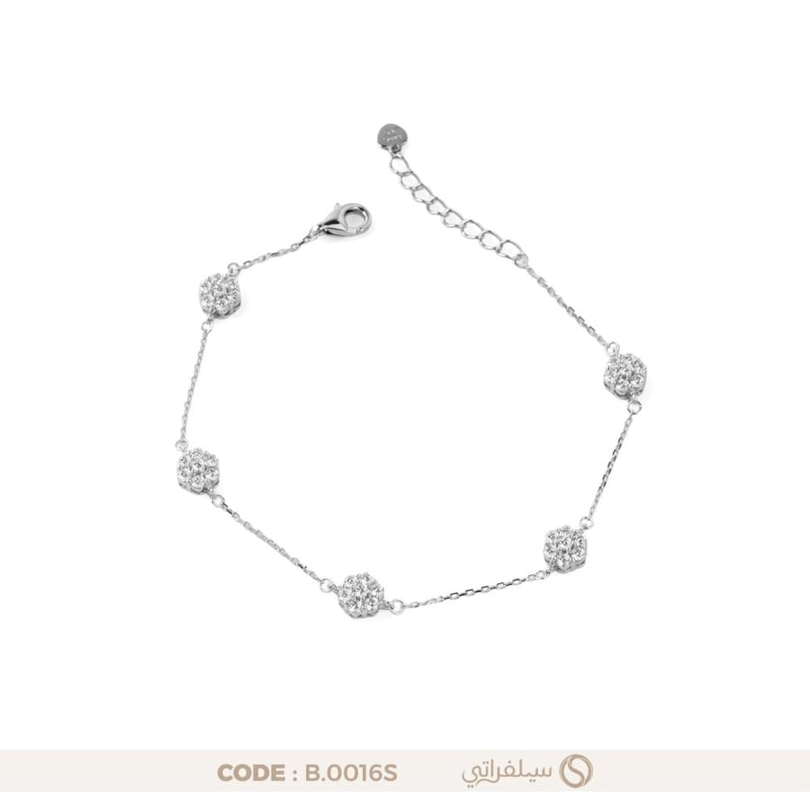 سوار زهرة السوليتير فضة عيار 925 مرصع بالزركون، مطلي روديوم (B-0016S)
