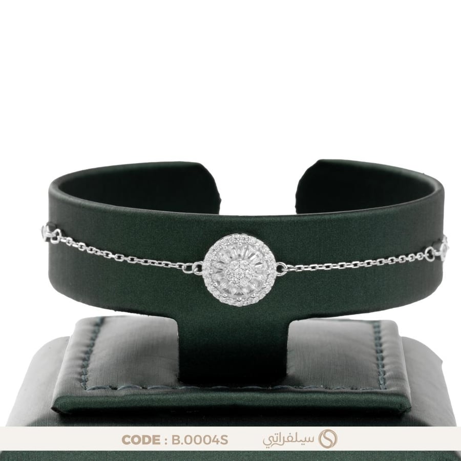 سوار بفصوص فاخرة فضة عيار 925 مطلي روديوم  (B-0004S)