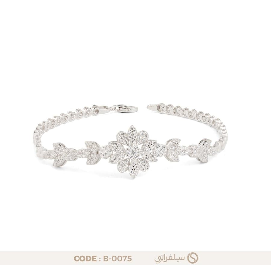 سوار زهرة الماركيز فضة عيار 925 مرصع بالزركون، مطلي روديوم (B-0075)