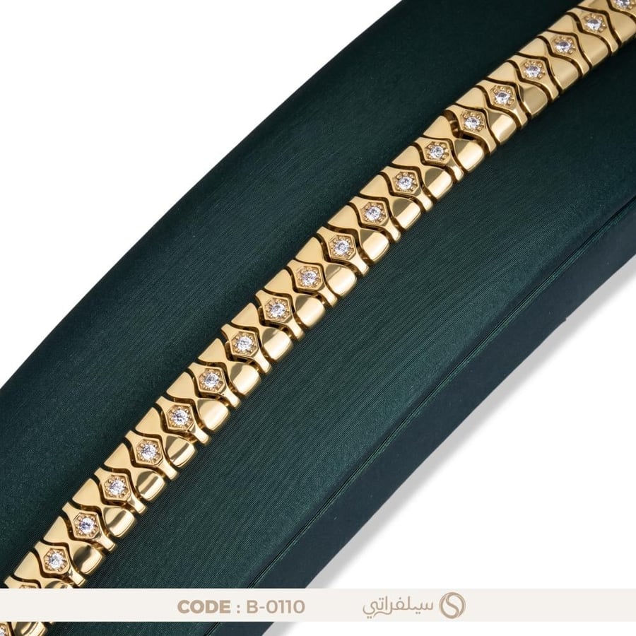 سوار فضه عيار 925 مطلي روديوم وماء الذهب(B-0110)