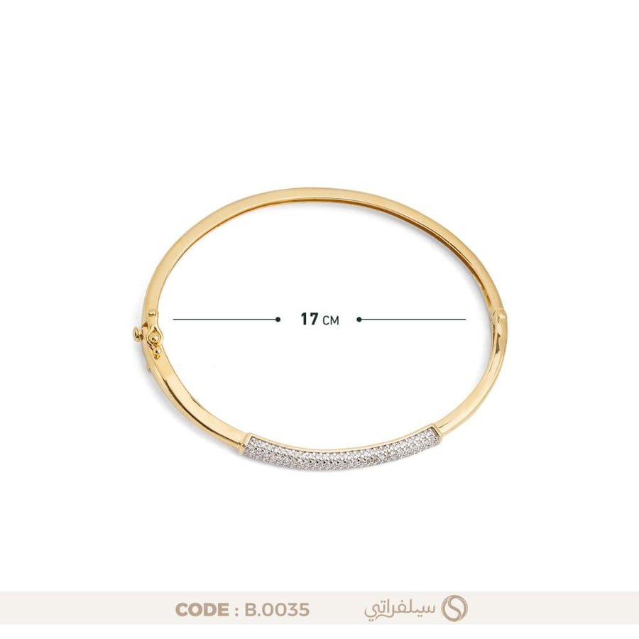سوار فضة عيار 925 مرصع بالزركون مطلي بالروديوم وماء الذهب (B-0035)