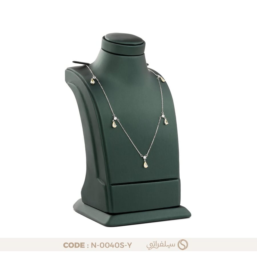 قلادة بفصوص زركون صفراء فضة عيار 925 مطلية روديوم (N-0040S-Y)