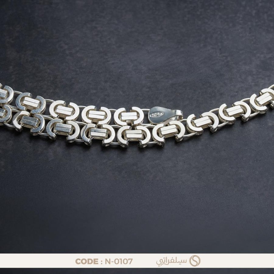 سلسلة كينج فضة رجالي عيار 925 مطلية روديوم (N-0107)