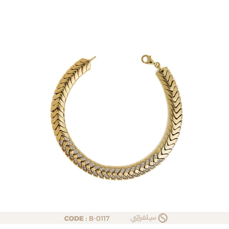 سوار سنبلة فضة عيار 925 مرصع بالزركون، مطلي بالروديوم وماء الذهب والأسود (B-0117)