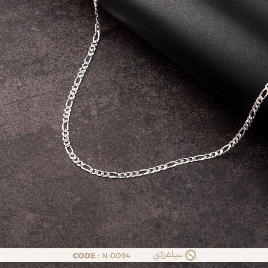 سلسلة فيجارو فضة عيار 925 مطلية روديوم وذهب (N-0094)