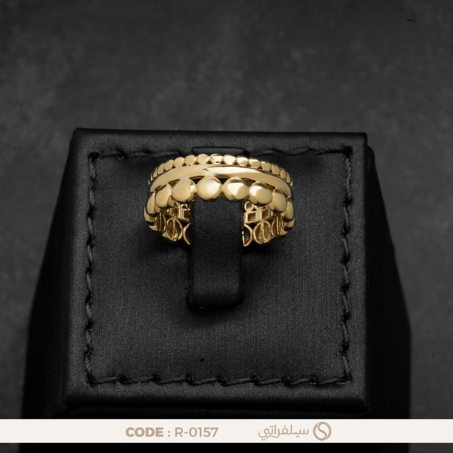 خاتم فضة عيار 925 بتصميم ثلاثة صفوف متداخلة مطلي بالروديوم والذهب (R-0157)
