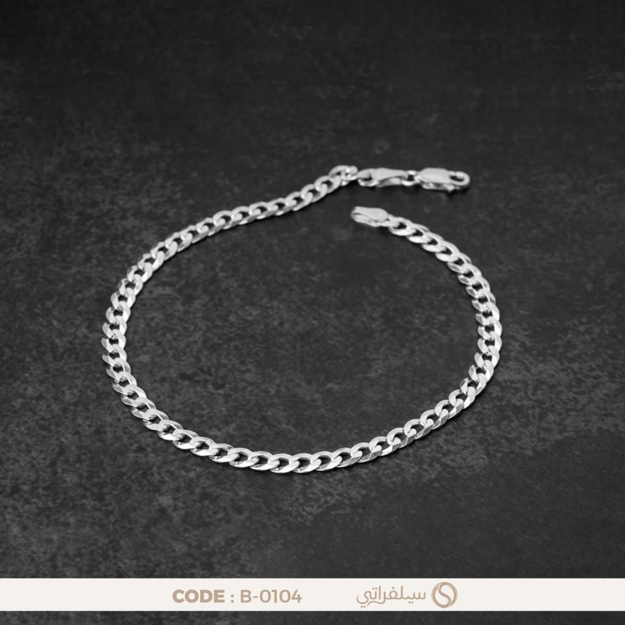 سوار كوبي جنزير رجالي فضة عيار 925 مطلي روديوم (B-0104)