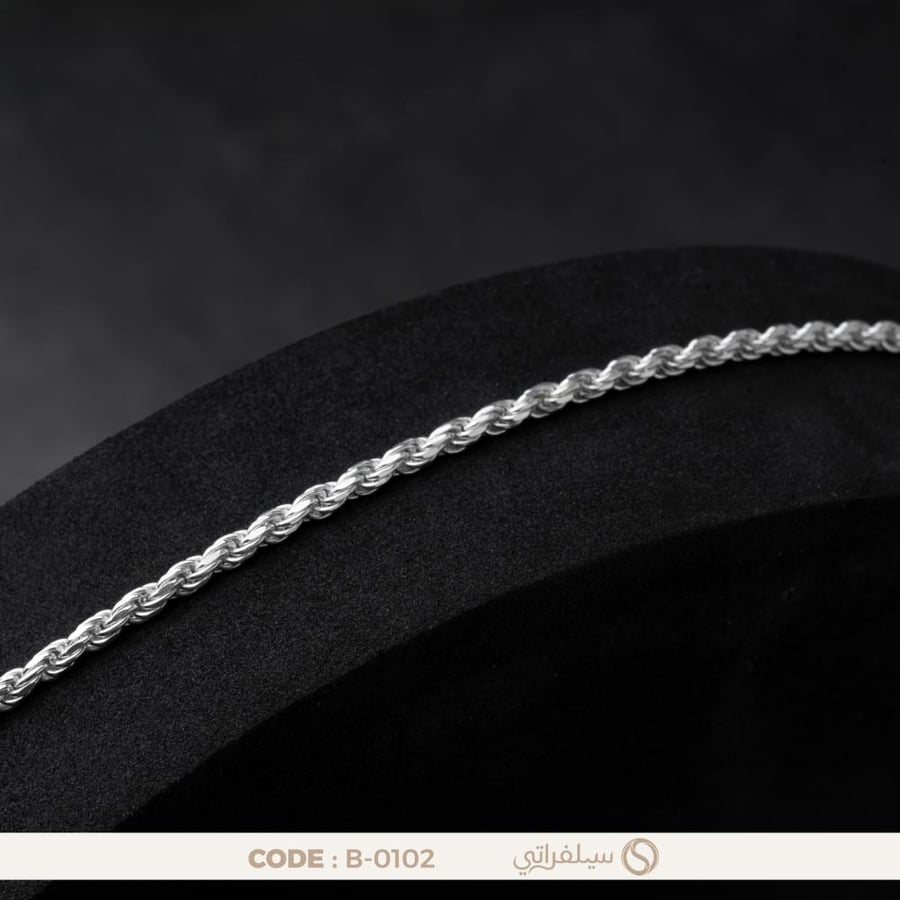 سوار مبروم رجالي فضة عيار 925 مطلي روديوم (B-0102)