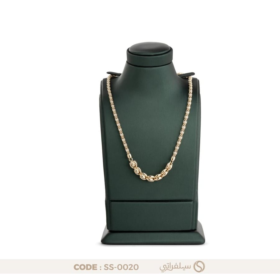 نصف طقم حلقات بيضاوية فضة عيار 925 مطلي روديوم وماء الذهب (SS-0020)