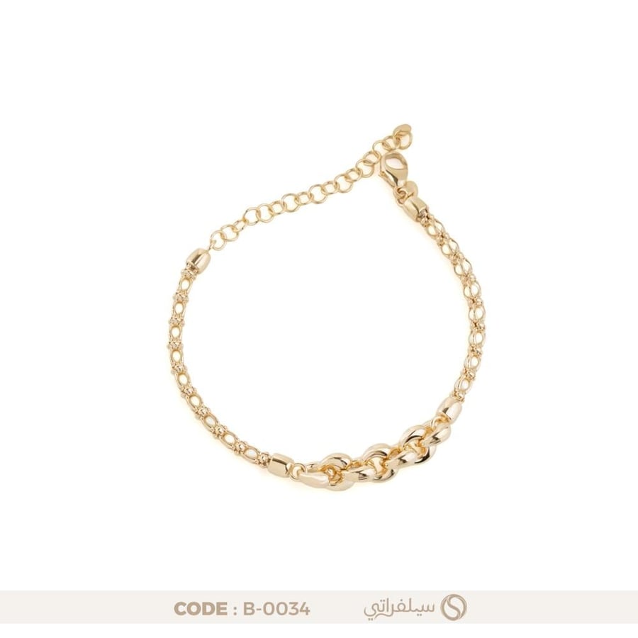 سوار حلقات فضة عيار 925 متدرجة، مطلي بالروديوم وماء الذهب (B-0034)