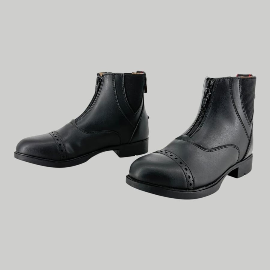 Short faux leather riding boots + zipper