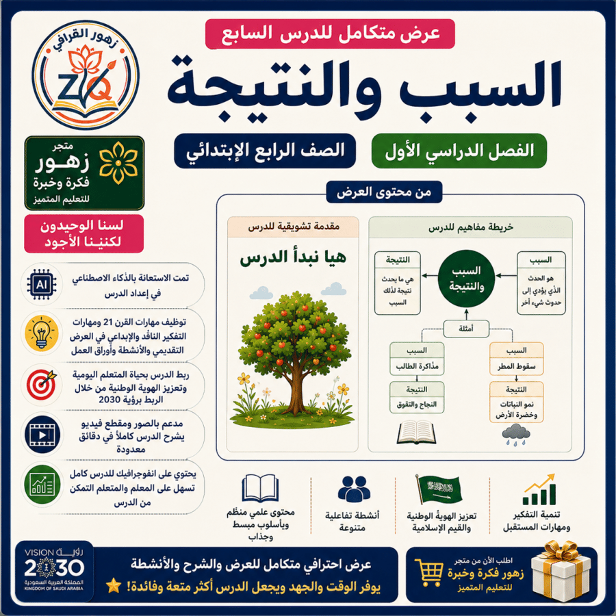 الدرس السابع-السبب والنتيجة-الوحدة الثانية-الصف الرابع -الفصل الدراسي الأول-نسخة جديدة مطورة مدعمة بالذكاء الاصطناعي