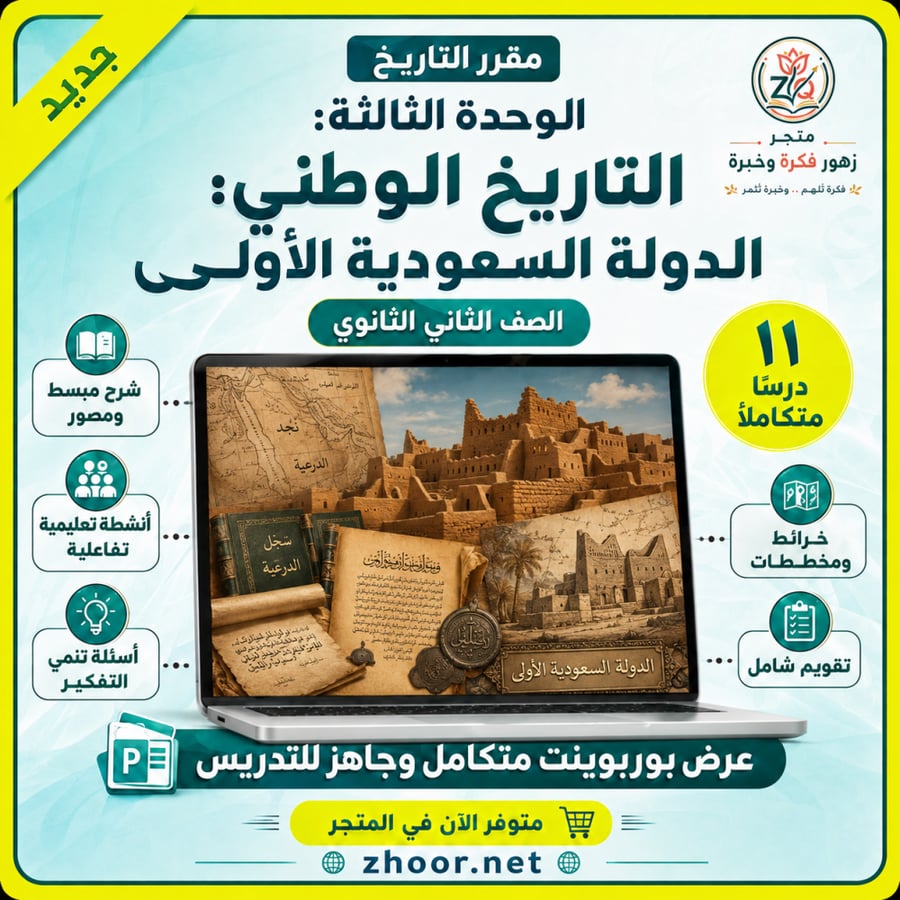 الوحدة الثالثة-التاريخ الوطني (الدولة السعودية الأولى)-مقرر التاريخ- نسخة جديدة مطورة مدعمة بالذكاء الاصطناعي
