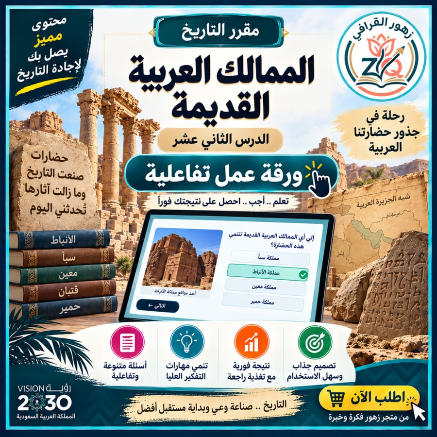 ورقة عمل تفاعلية (الدرس12 -الممالك القديمة) مقرر التاريخ مسارات