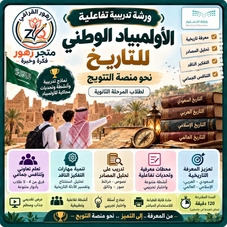 الورشة التدريبية التفاعلية -الأولمبياد الوطني للتاريخ-متكاملة وجاهزة