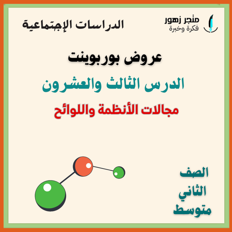 عرض بوربوينت -الدرس الثالث و العشرون-مجالات الأنظمة واللوائح -ثاني متوسط-الدراسات الإجتماعية