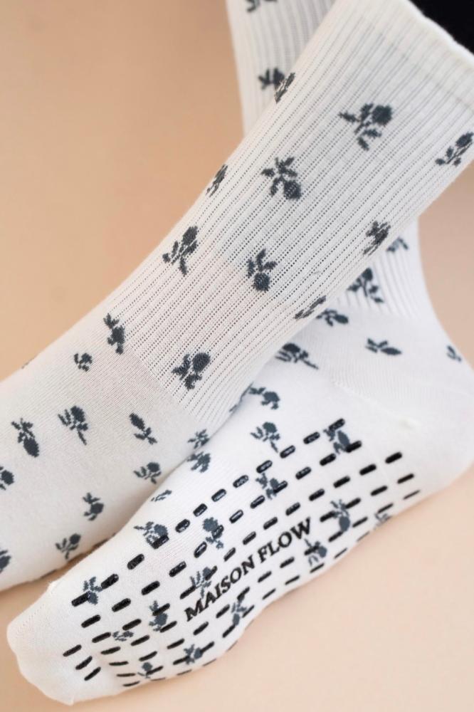 Ink Bloom Crew Grip Socks