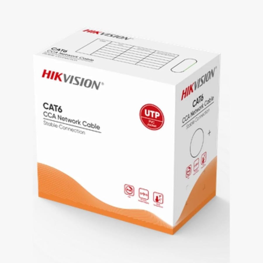 كيبل شبكة HIKVISION CAT6 CCA بطول 305م أبيض – DS-1LN6U-W/CCA