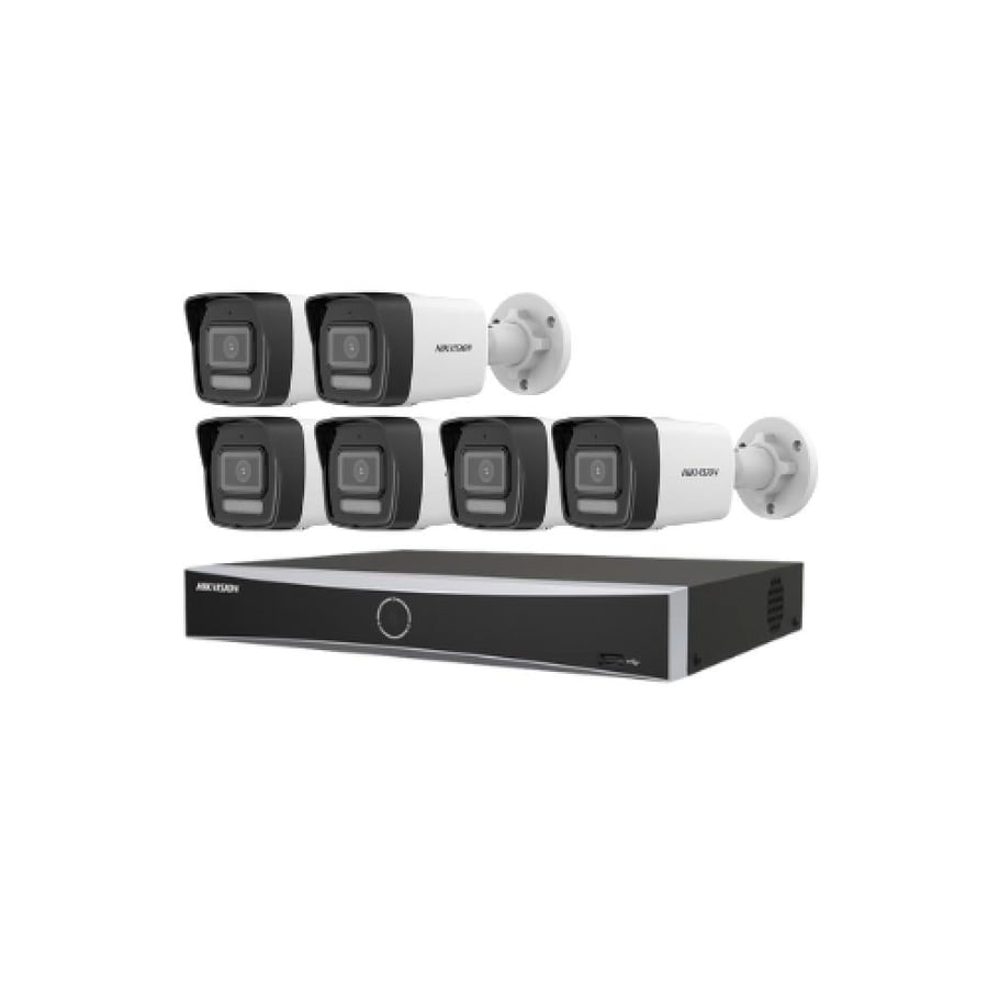 باقة 6 كاميرات Hikvision IP بدقة 6MP ورؤية ليلية 30م مع NVR 8 قنوات