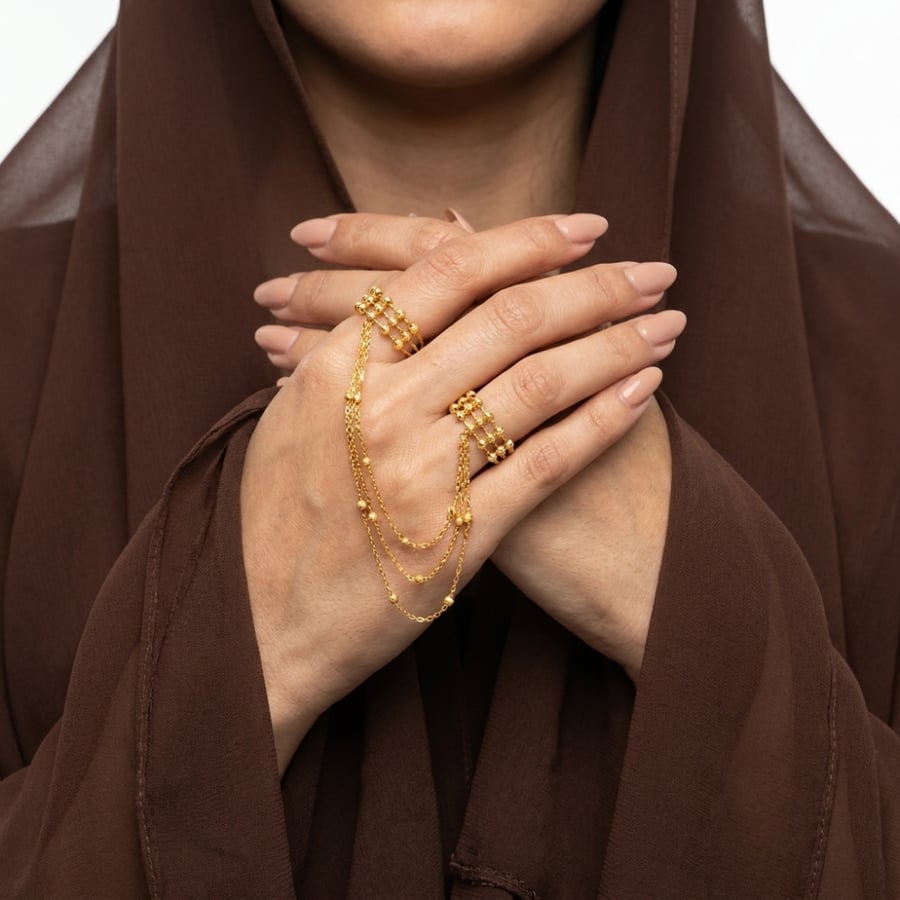 خاتم الوتر ذهب عيار 21 RN33 على اليد