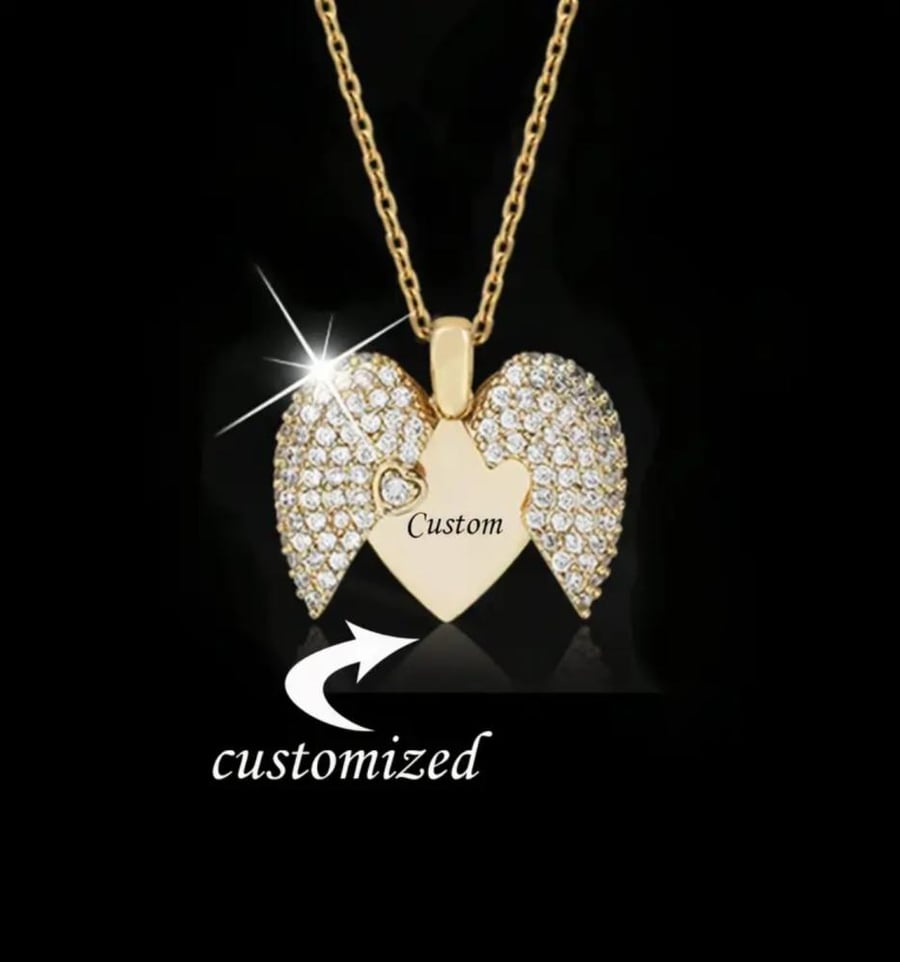 Gold necklace with the name, gold-plated, and decorated with crystal