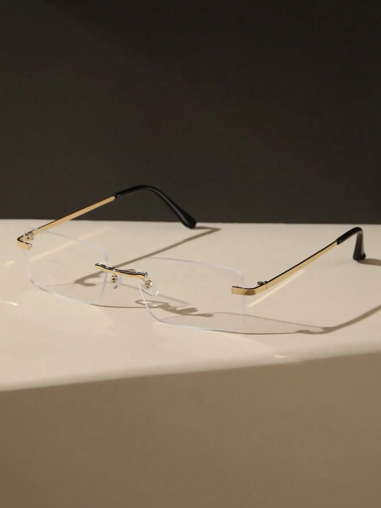 New sunglasses with a square metal frame for unisex, frameless, for outdoor beach parties