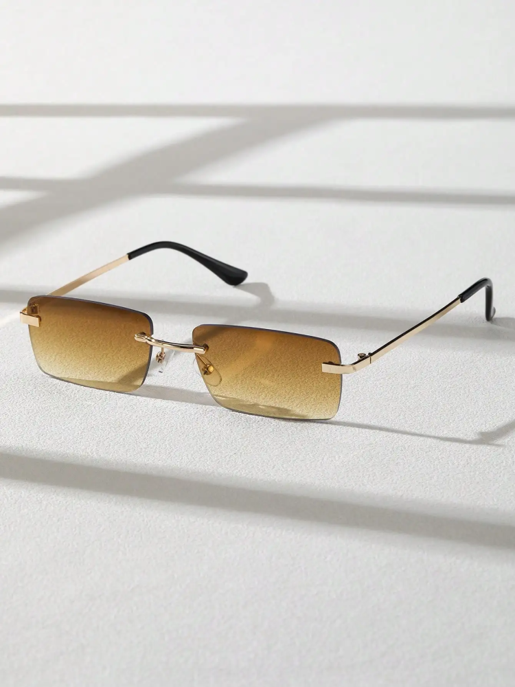 New sunglasses with a square metal frame for unisex, frameless, for outdoor beach parties