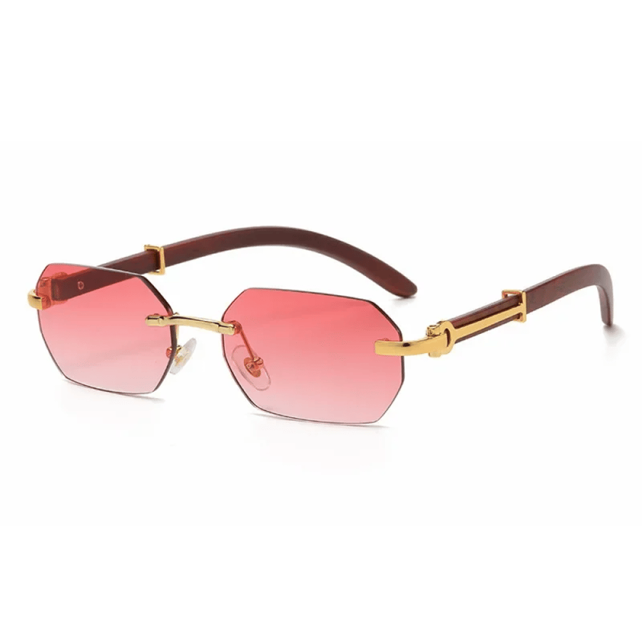 Modern without lip sunglasses for men women frameless rectangular wooden frame sunglasses summer travel UV400 sunglasses
