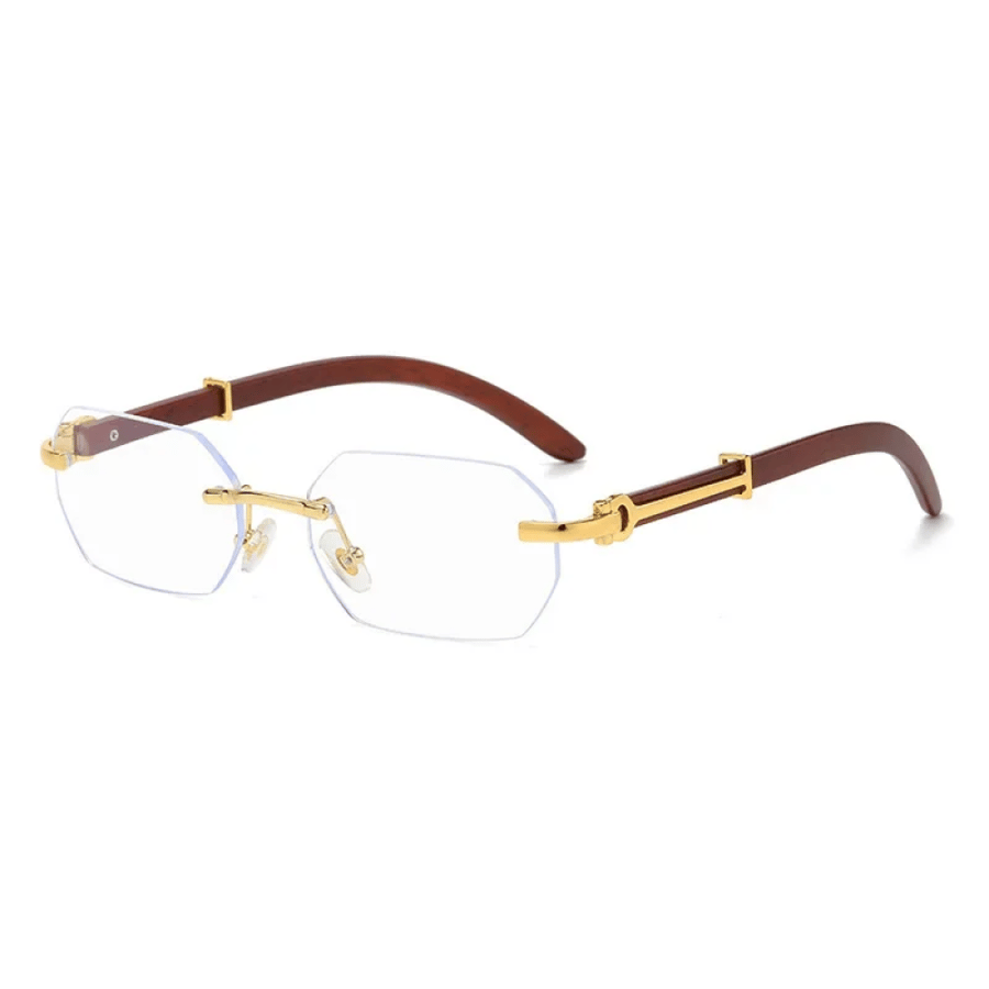 Modern without lip sunglasses for men women frameless rectangular wooden frame sunglasses summer travel UV400 sunglasses