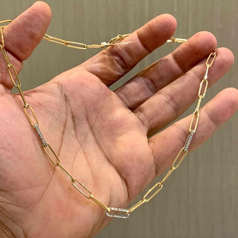 Gold chain necklace with diamond design 18 karat