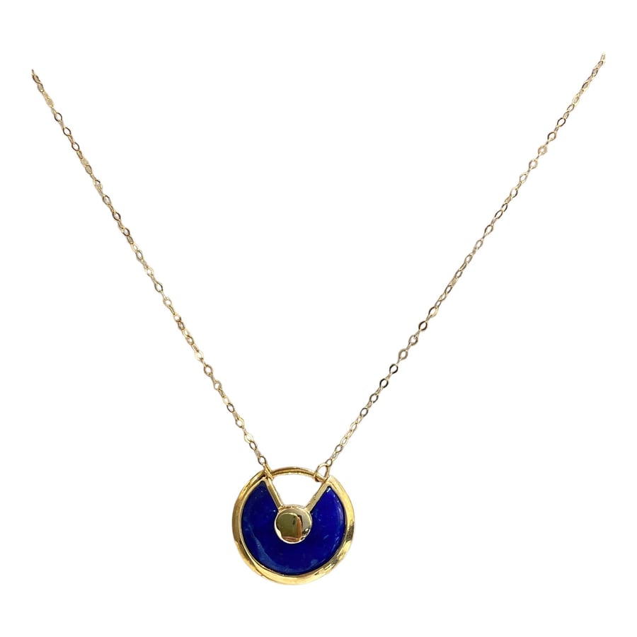 Gold necklace 18 karat with blue stone clasp