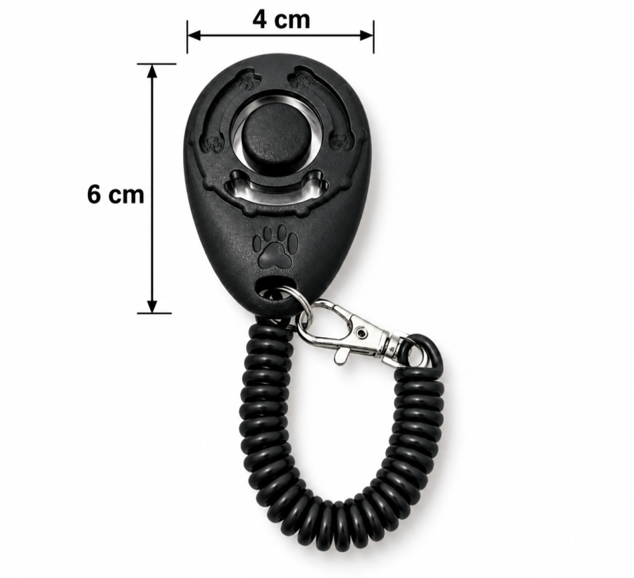 كليكر تدريب الكلاب مع سوار حلزوني – متوفر بعدة ألوان | Dog Training Clicker with Wrist Coil – Available in Multiple Colors