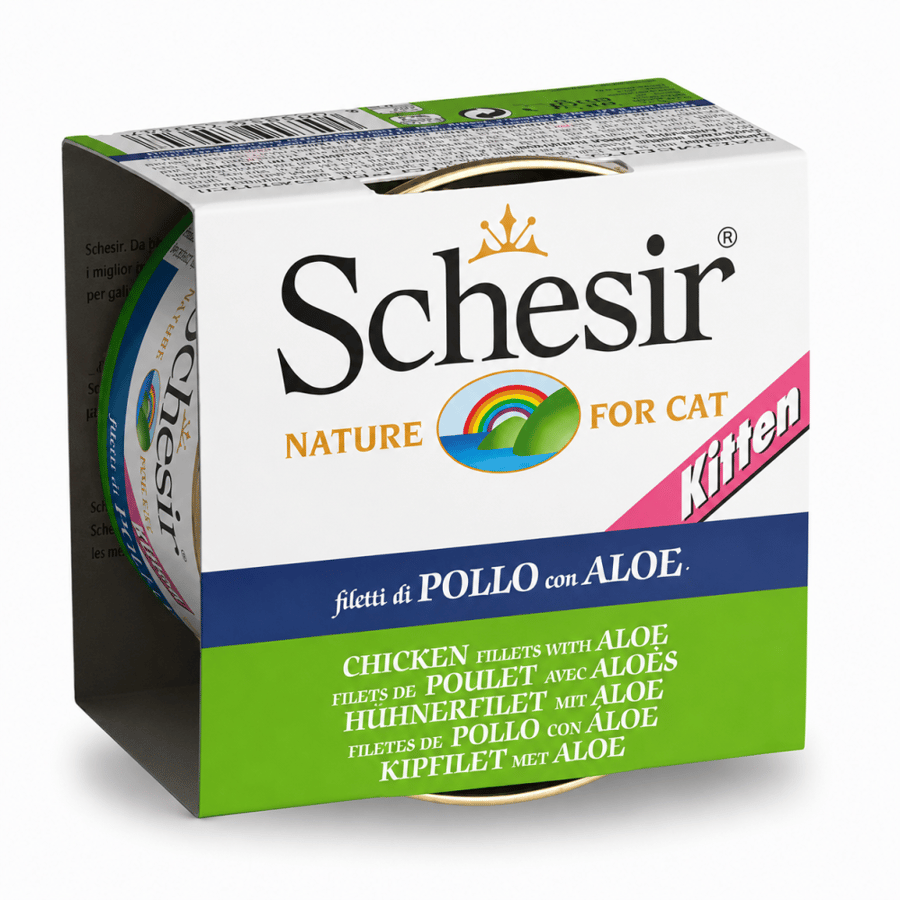 شيزر طعام للقطط الصغيرة نكهة الدجاج مع الصبار بالجيلي 85 جرام | Schesir Kitten Chicken with Aloe in Jelly 85g