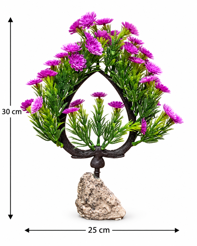 شجرة زينة صناعية بأزهار صفراء لأحواض الأسماك | Artificial Yellow Flower Tree Aquarium Decoration