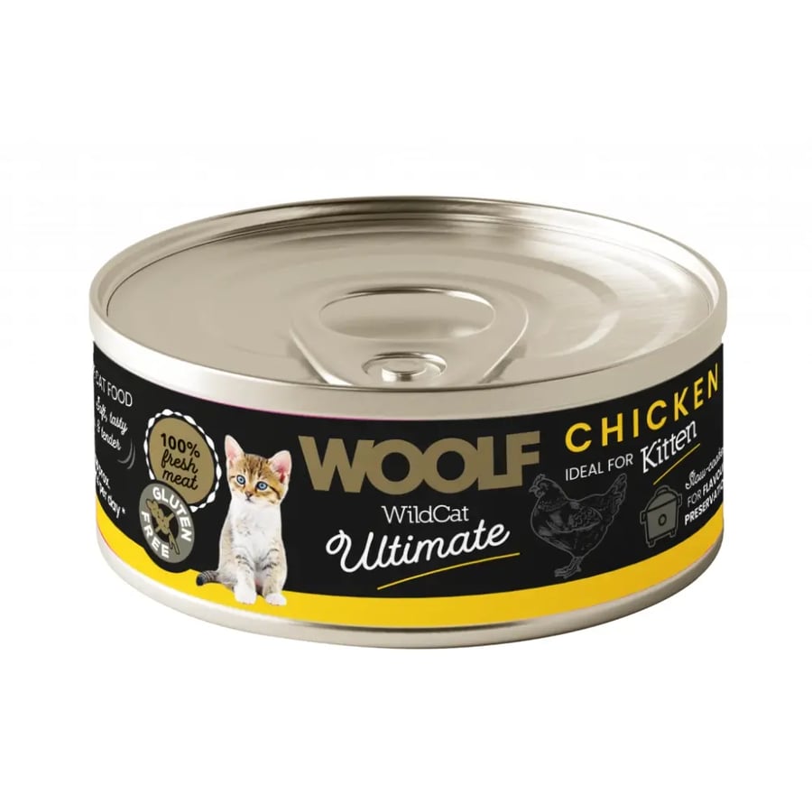 وولف طعام رطب للقطط الصغيرة (كيتن) باتيه الدجاج 85 جم | Wolf Kitten Wet Cat Food Chicken Pâté 85g