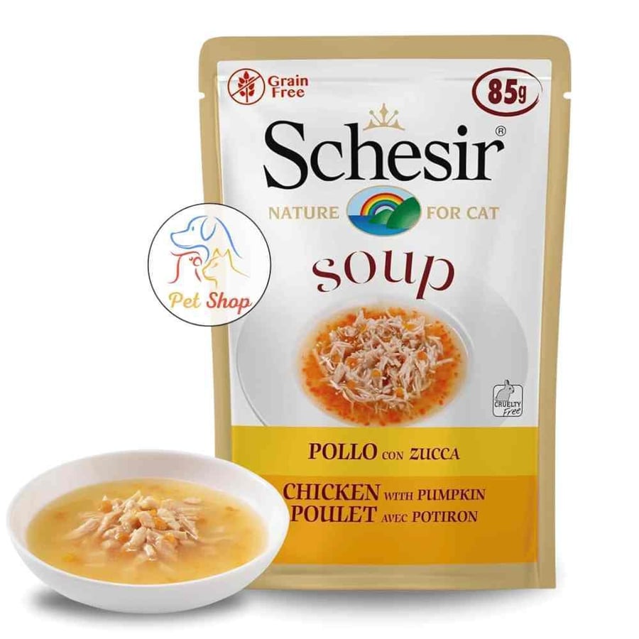 شيزر شوربة الدجاج بالقرع للقطط 85 جم | Schesir Chicken & Pumpkin Soup for Cats 85g