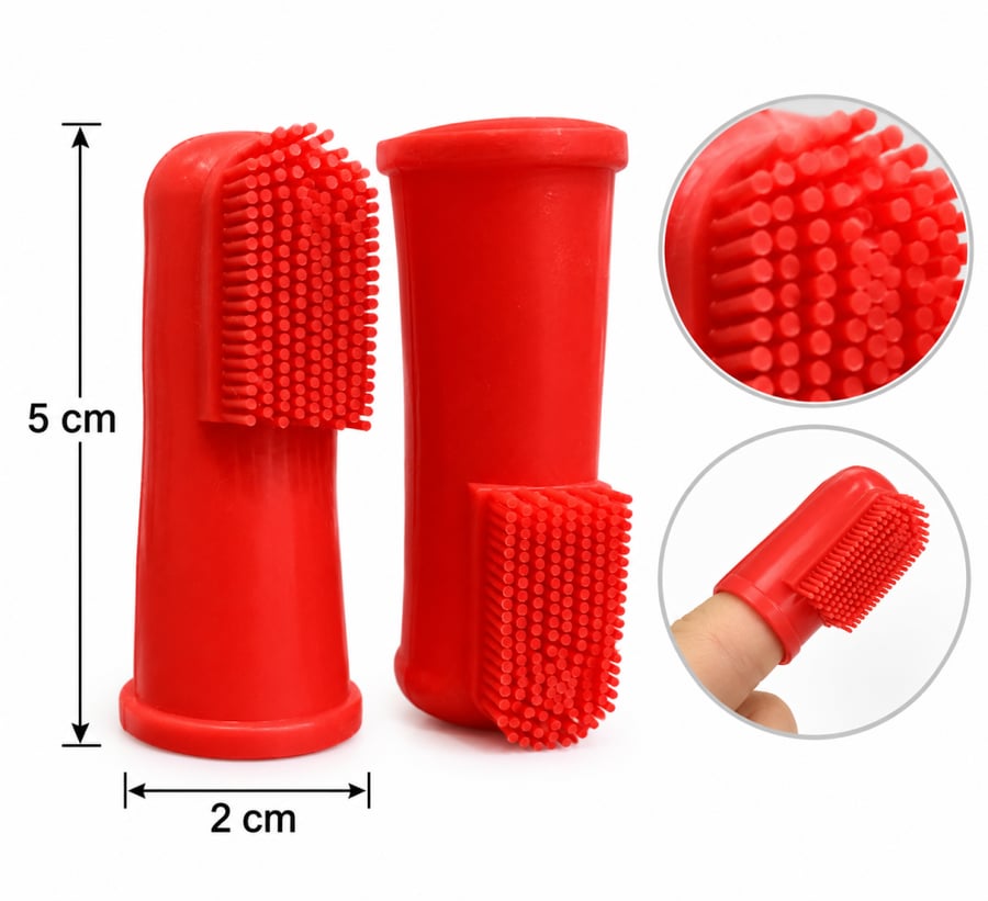 بيفار فرشاة أسنان إصبعية للكلاب والقطط بشعيرات ناعمة – أحمر | Beaphar Finger Toothbrush for Dogs & Cats – Red