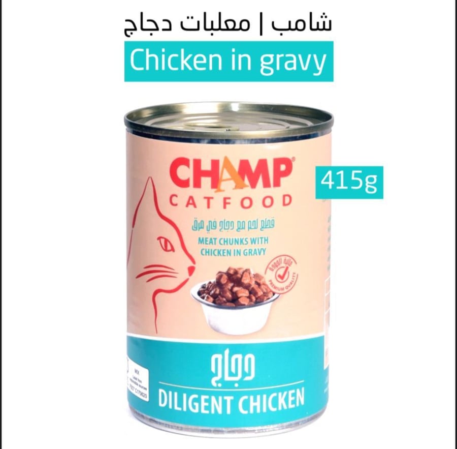 اكل قطط معلبات دجاج شامب 415غ غذاء صحي غني بالبروتين