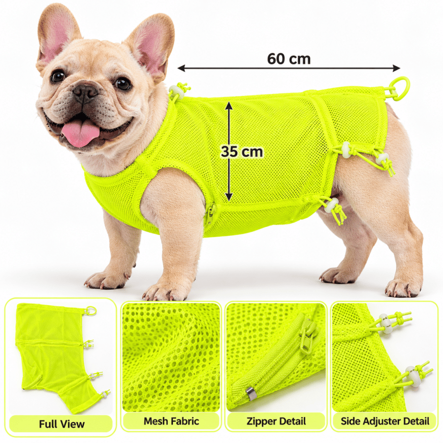 سترة شبكية صيفية للكلاب بسحاب وأربطة قابلة للتعديل – متوفر بعدة ألوان | Breathable Mesh Dog Vest with Zipper and Adjustable Drawstrings – Available in Multiple Colors