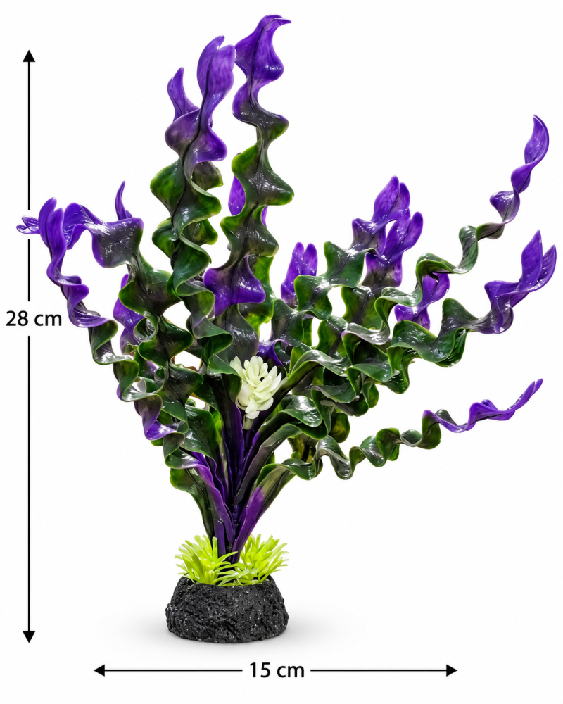 نبتة صناعية خضراء وبنفسجية ملتفة للزينة داخل أحواض الأسماك | Artificial Green & Purple Curly Aquarium Plant Decoration