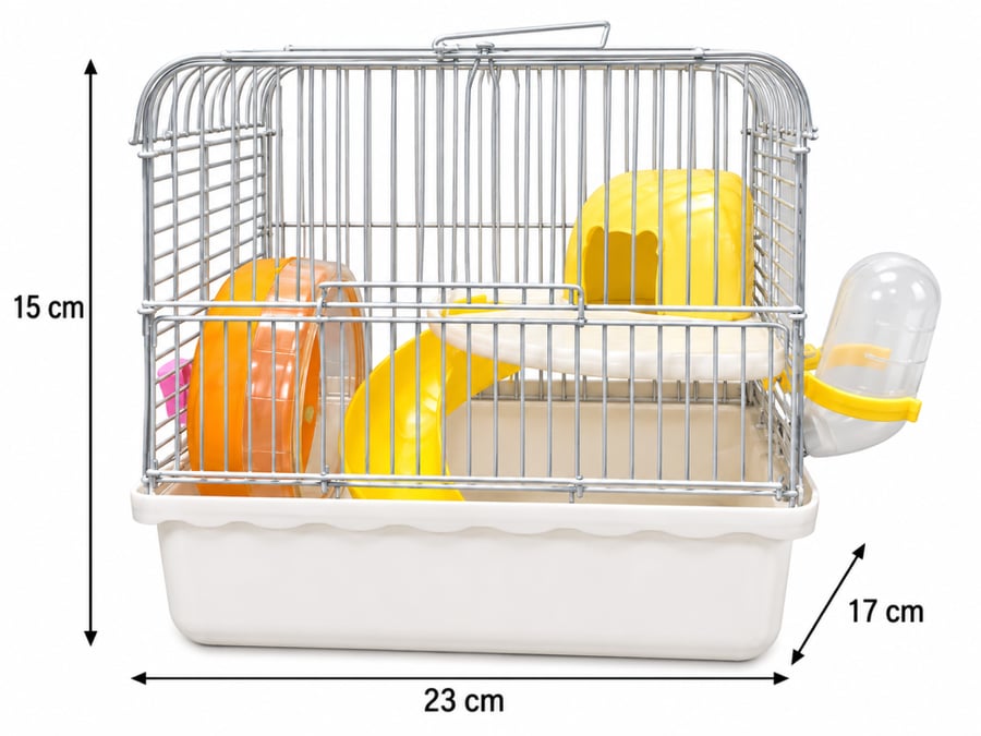 قفص هامستر صغير مع بيت وألعاب وإكسسوارات – أبيض | Small Hamster Cage with House & Accessories – White